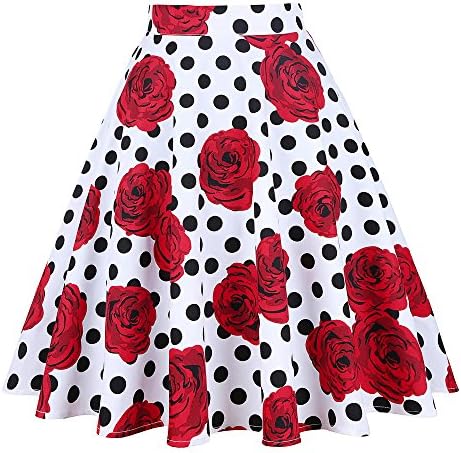 SISHION 2018 Blue Red Black Skirt Women High Waist Plus Size Floral Polka Dots Ladies Summer Skirts Vintage Sexy Skirt VD0020 (XXL, White Rose)
