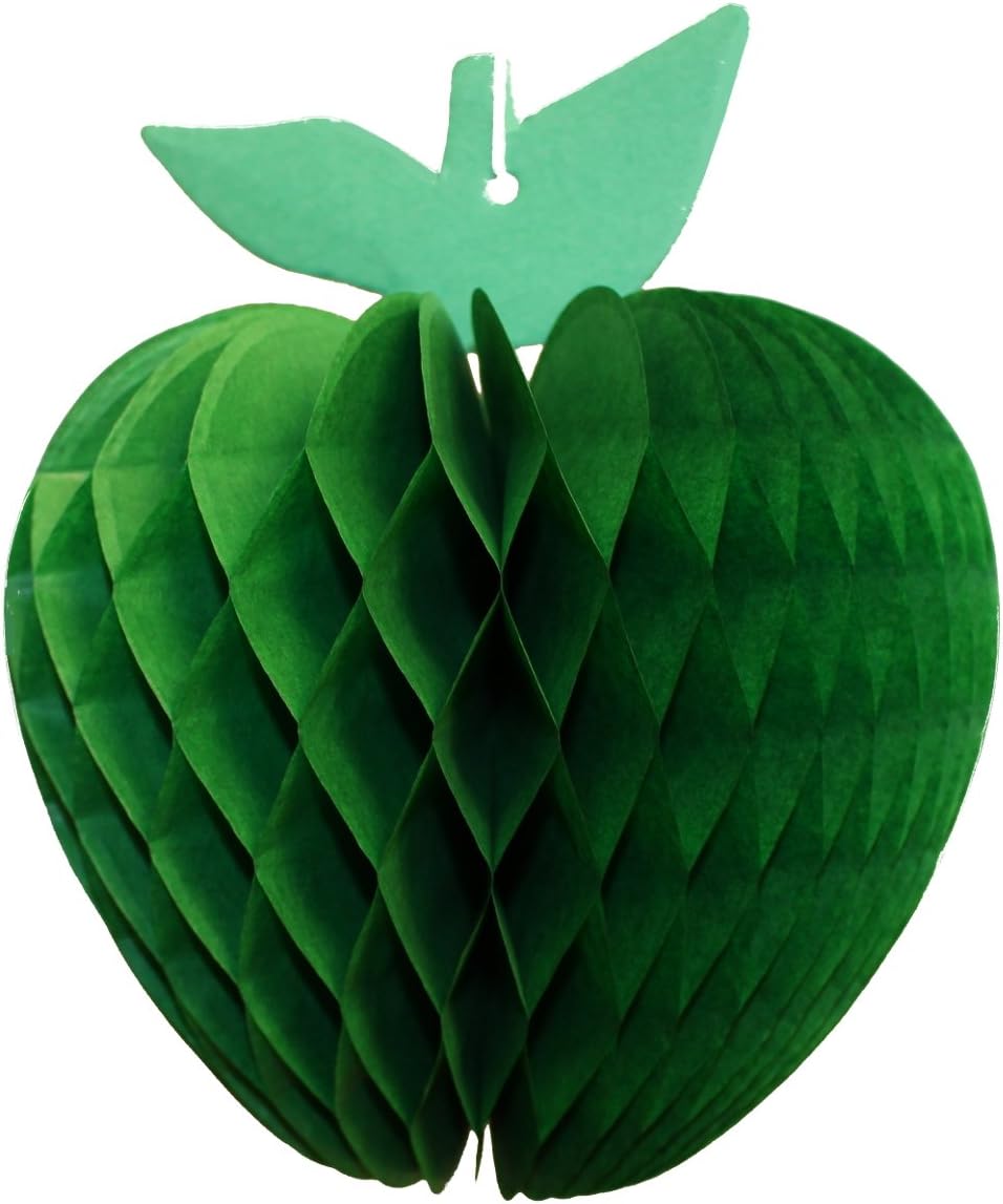 3-Pack 7 Inch Honeycomb Apple Decoration, Light Green