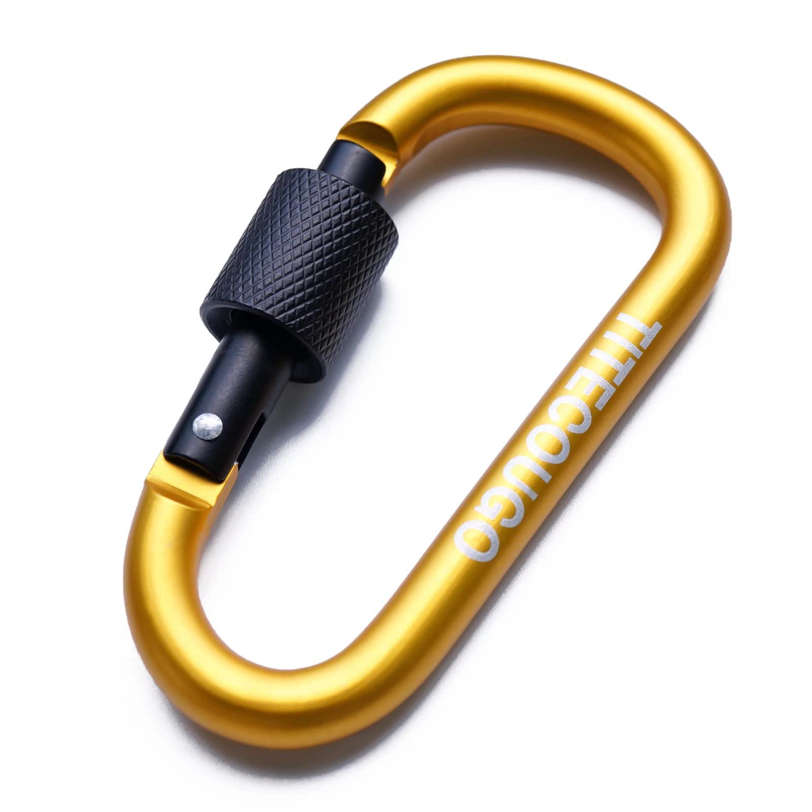 TITECOUGO 4 PCS Aluminum Alloy D-Ring High Strength Carabiner Key Chain Clip Hook For Camping Hiking (Not for Climbing) Yellow Black