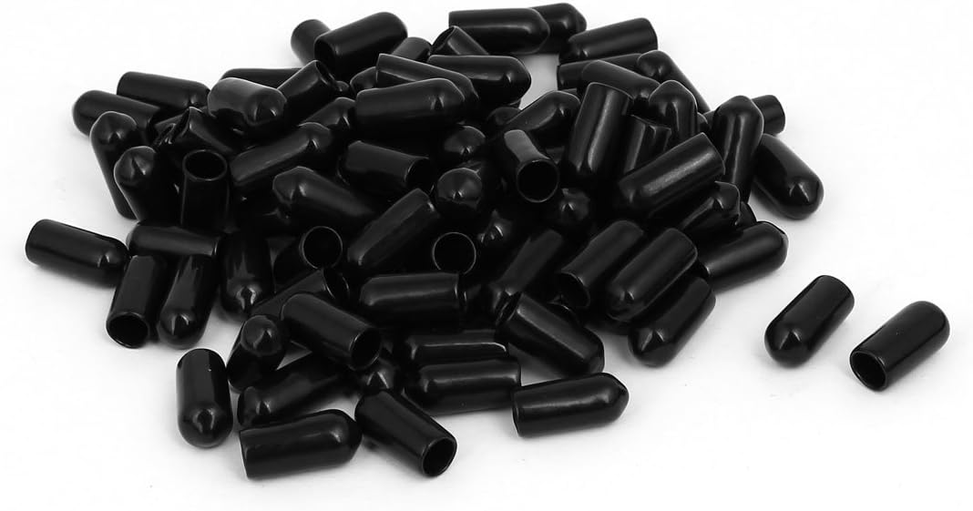 sourcing map 6mm Inner Dia Rubber Hose End Cap Screw Thread Protector Cover Black 100pcs