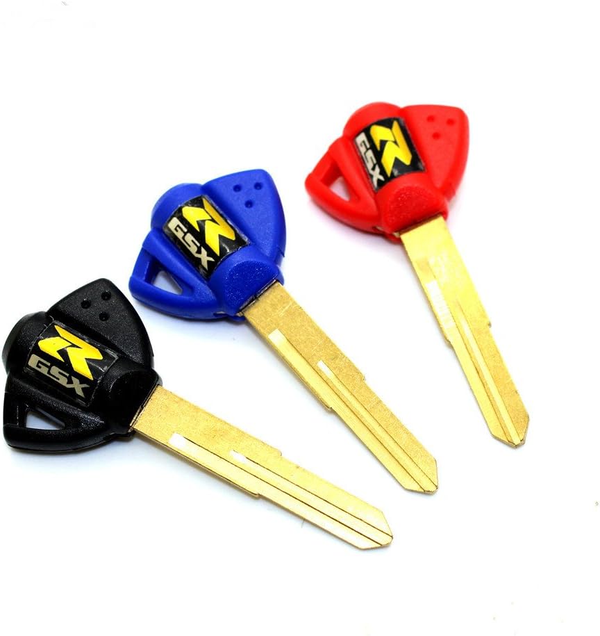 Decal Story 3 x Motorcycle Blank Key Fob Uncut Blade for Suzuki GSXR 600 750 1000 Hayabusa GSX1300R