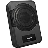 Alpine 8" Amplified Subwoofer (PWE-S8) 120W Compact Powered 8" Car Subwoofer for Under or Behind The Seat