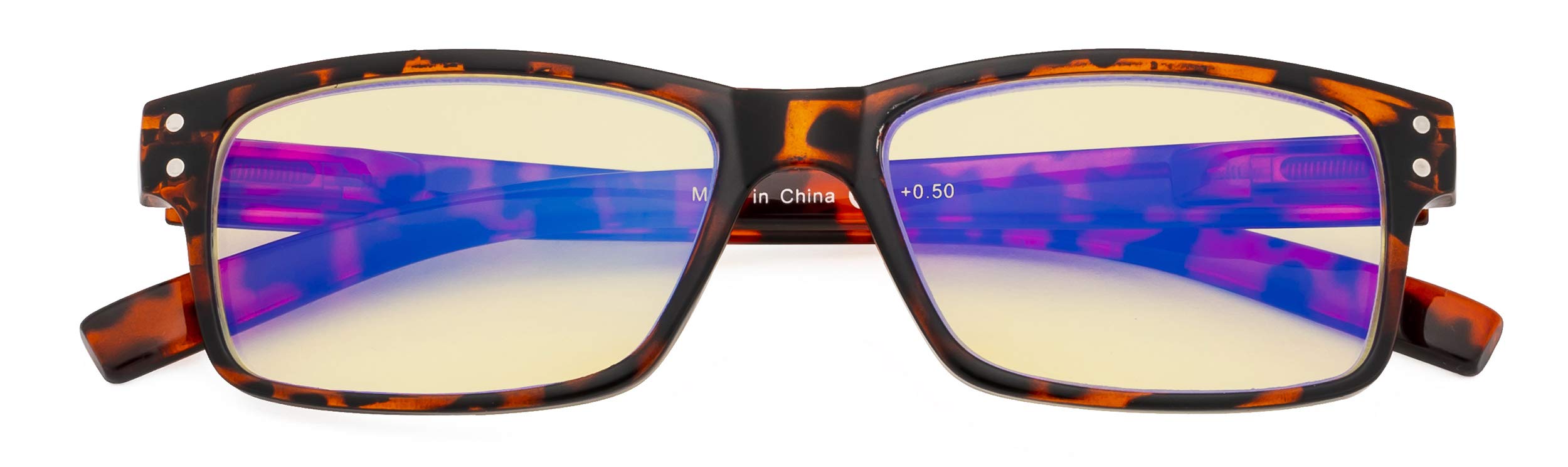 CessBlu Comfortable Blue Light Blocking Glasses Yellow Filter Lens Anti UV Rays Glare Digital Eyeglasses for Men Women(Tortoise)+0.5