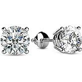 Houston Diamond District 1 to 10 Carat IGI Certified LAB GROWN Round Cut Diamond Stud Earrings for Women 4 Prong Screw Back for her MADE IN USA (E-F Color, VS1-VS2 Clarity)