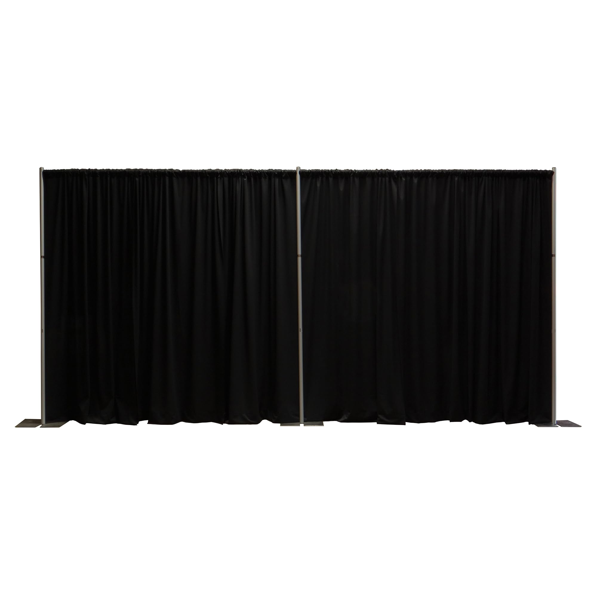 Photo 1 of ** untested ** OnlineEEI, 8 Foot Tall Fixed Height Portable Pipe and Drape Backdrop Kit, 8ft x 20ft Breakapart, Black Drapes (BBD9990820CDPR750)