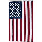 Homissor 100% Cotton Flag American Flags 3x5 Ft USA US Flags Hanging Vertical Fade Resistant Embroidered Stars Outdoor Brass Grommets