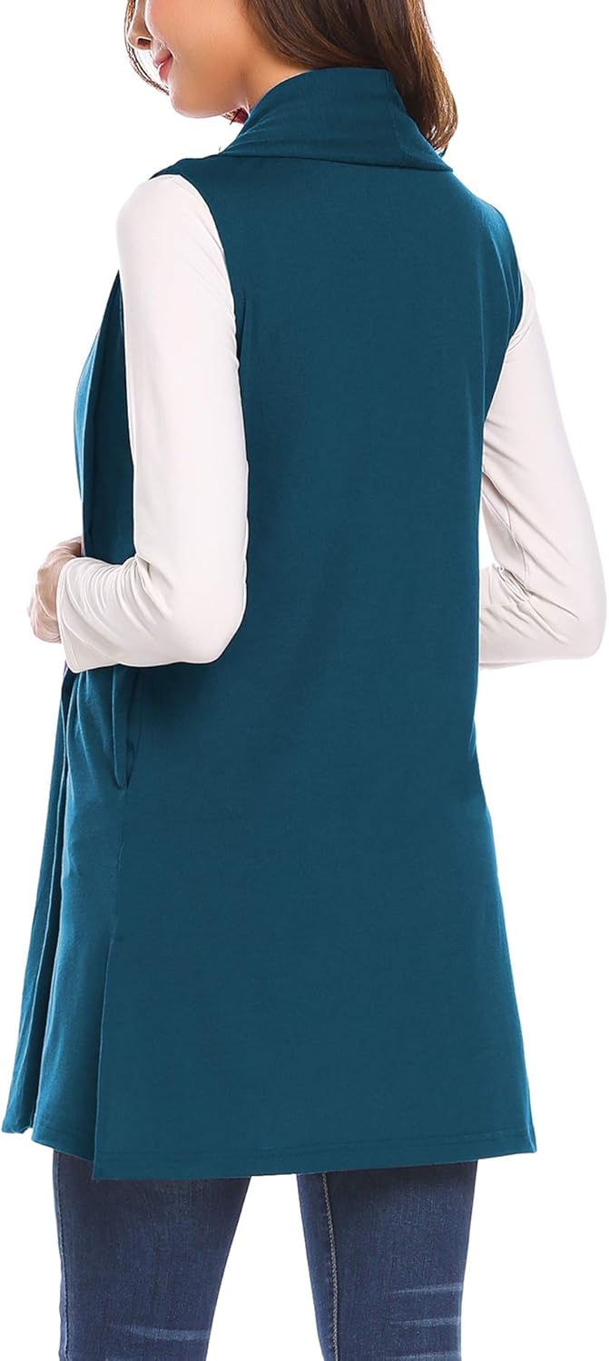 Beyove Womens Long Vests Sleeveless Draped Lightweight Open Front Cardigan Layering Vest with Side Pockets at  Women’s Clothing store