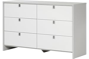 South Shore Cookie 6-Drawer Double Dresser, Soft Gray & Pure White