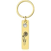 YeGieonr Birth Flower Keychains for Women, Key Chains Women Cute, Cool Keyring Gifts for Mom Grandma Daughter Friends