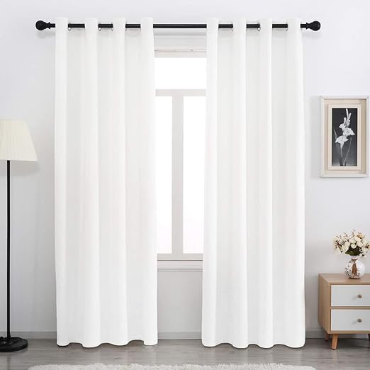 SPXTEX Bleach White Velvet Curtains 96 inches Long Soft