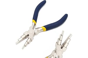 6 Step Jewelry Bail Making Pliers, AngleKai 3-10mm Wire Looping Forming Pliers Wire Wrapping Tools Looper Pliers with Non-Slip Handle Round Nose Pliers Wire Bending Pliers (1)