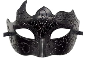Seglorwy Masquerade Mask for Men Vintage Venetian Mardi Gras Halloween Christmas Party Masks (Black)