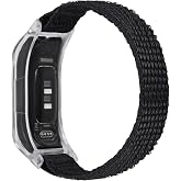 C2D JOY Sport Mesh Nylon Bands Compatible with Garmin Vivosmart 5 tracker Replacement Bands with New Transparent Case