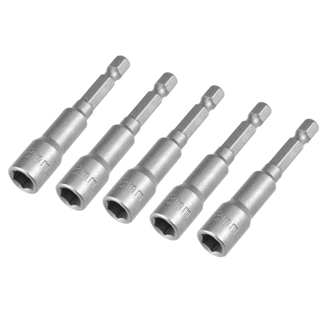 Sourcingmap 5 Pcs 1/4" Quick-Change Hex Shank 8mm Magnetic Nut Setter Driver Drill Bit, 65mm Length, Metric