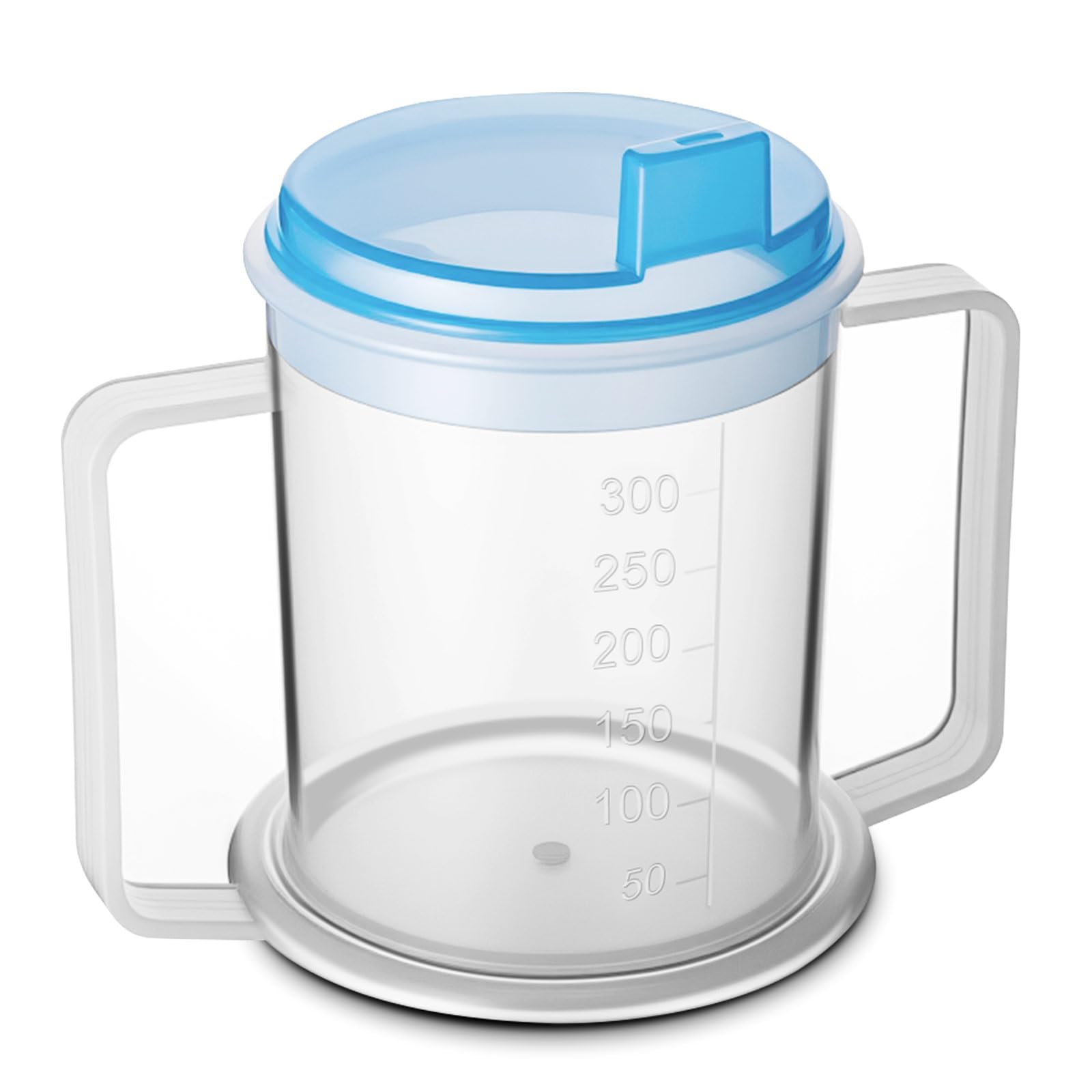 Photo 1 of Eaasty 1 Pcs Adult Sippy Cup for Elderly, 10 oz Plastic Spill Proof Cups with 2 Handles for Adult Elderly Care Hospital Drinking Mug Easy to Grasp Handles for Hot and Cold Beverages (Blue)
