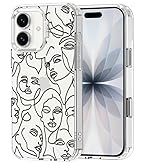 MOSNOVO for iPhone 17 Case | Military Grade 6.6ft Drop Tested | Camera Control | Clear with Abstract Face Line Art Design