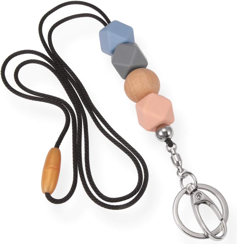 Amazon Com Badge Lanyards For Women Fashion Silicone Beaded Lanyard With Id Holder And Key Chain Super Strong Non Breakaway Lanyard Necklace For Teachers Nurse Employees Students Office Products