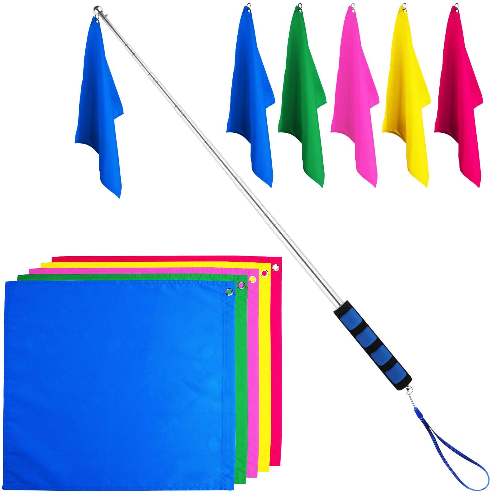Photo 1 of 5pcs Horse Training Flags, Tour Guide Flag with 63 Inch Telescopic Flagpole Horse Training Equipment Telescopic Flag Poles Horse Flag Equestrian Training Flags
