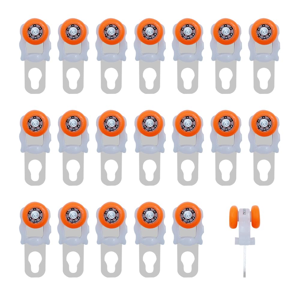 UMCHU 20pcs Curtain Track Rollers, Twin Wheeled White Rollers, for Bendable Track, Curtain Rail Gliders (Product dimensions are based on pictures!)