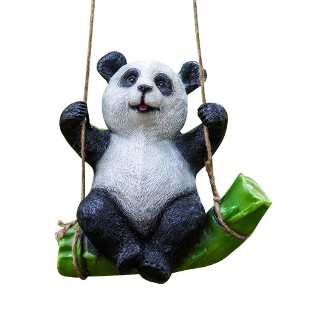 Fivtyily Cute Cartoon Garden Statue Environmentally Friendly Resin Outdoor Statues for Patio Yard Lawn House (Panda)