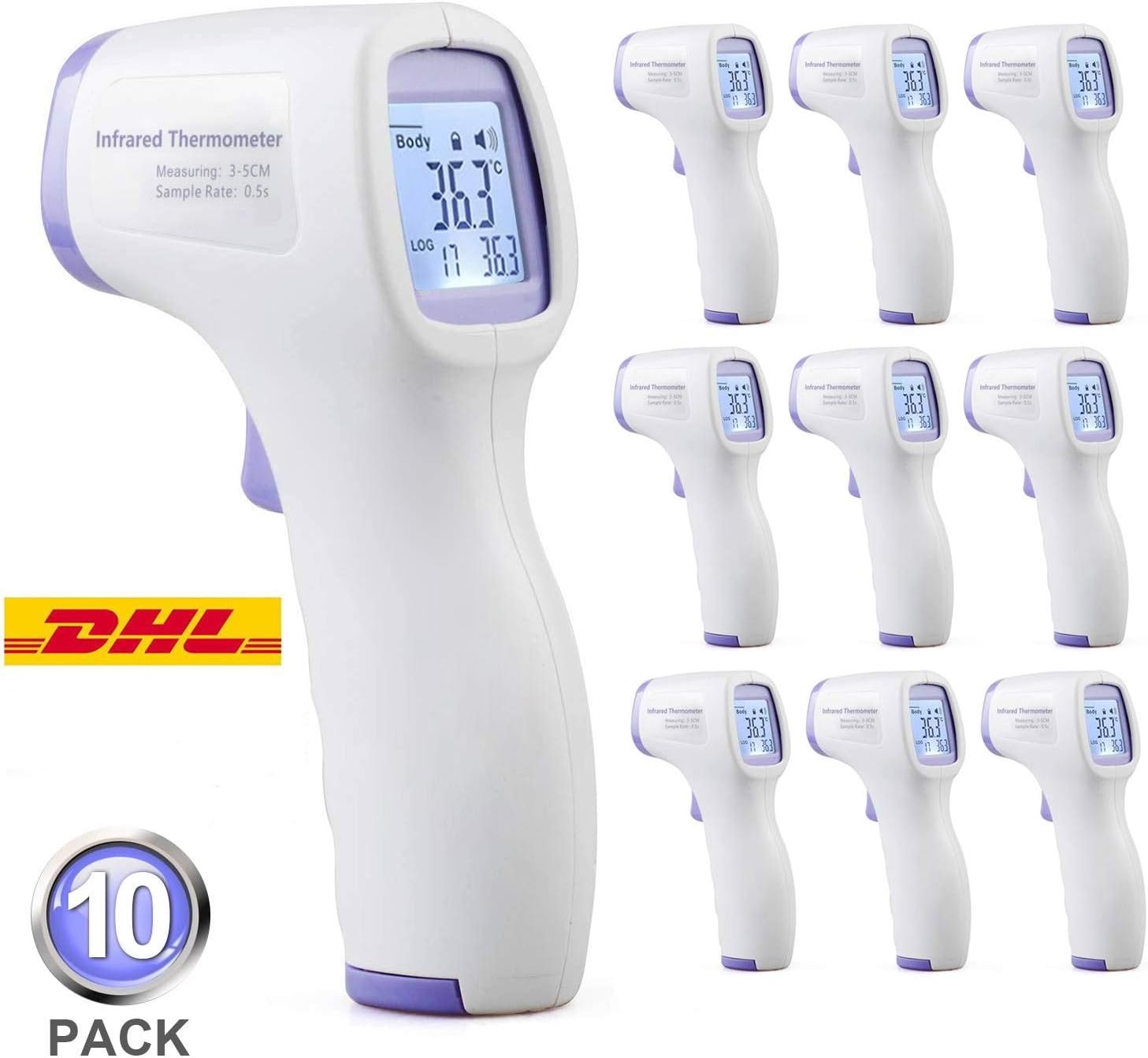 Forehead Thermometer for Adults Kids Baby,No Touch Infrared Digital Non-Contact Accurate Instant Readings Forehead Thermometer with LCD Display (Without Battery)(10-PCS)
