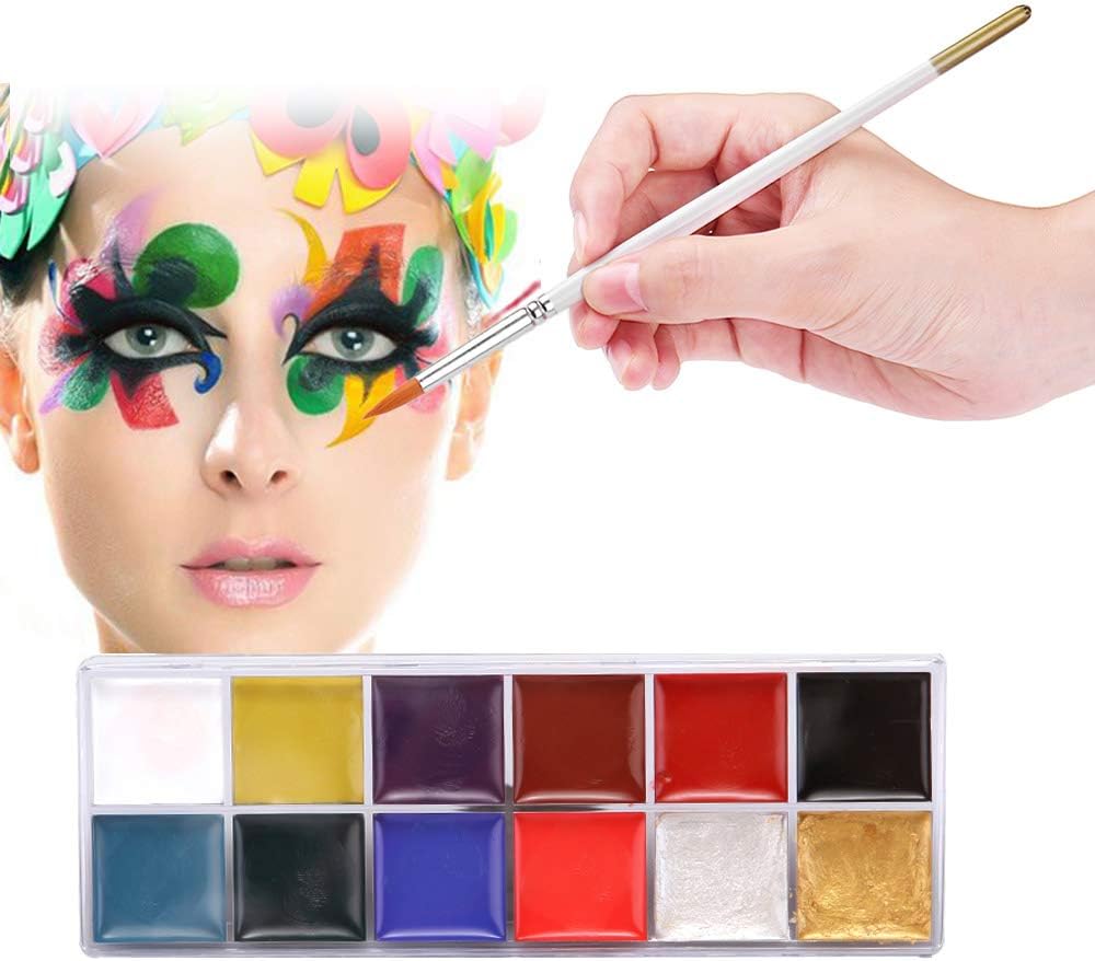 Walmeck 12 Colors Solid Oily Face Paint Pigment Greasepaint Kit with