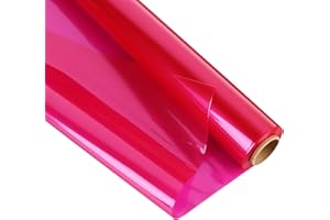 Giiffu Cellophane Wrap Roll Pink, 34 In Wide X 100 Ft Long, 3 Mil Thick Translucent Pink Cellophane Wrapping Paper, Colorful Cello for Gifts, Baskets, Treats, DIY Arts Crafts Décor