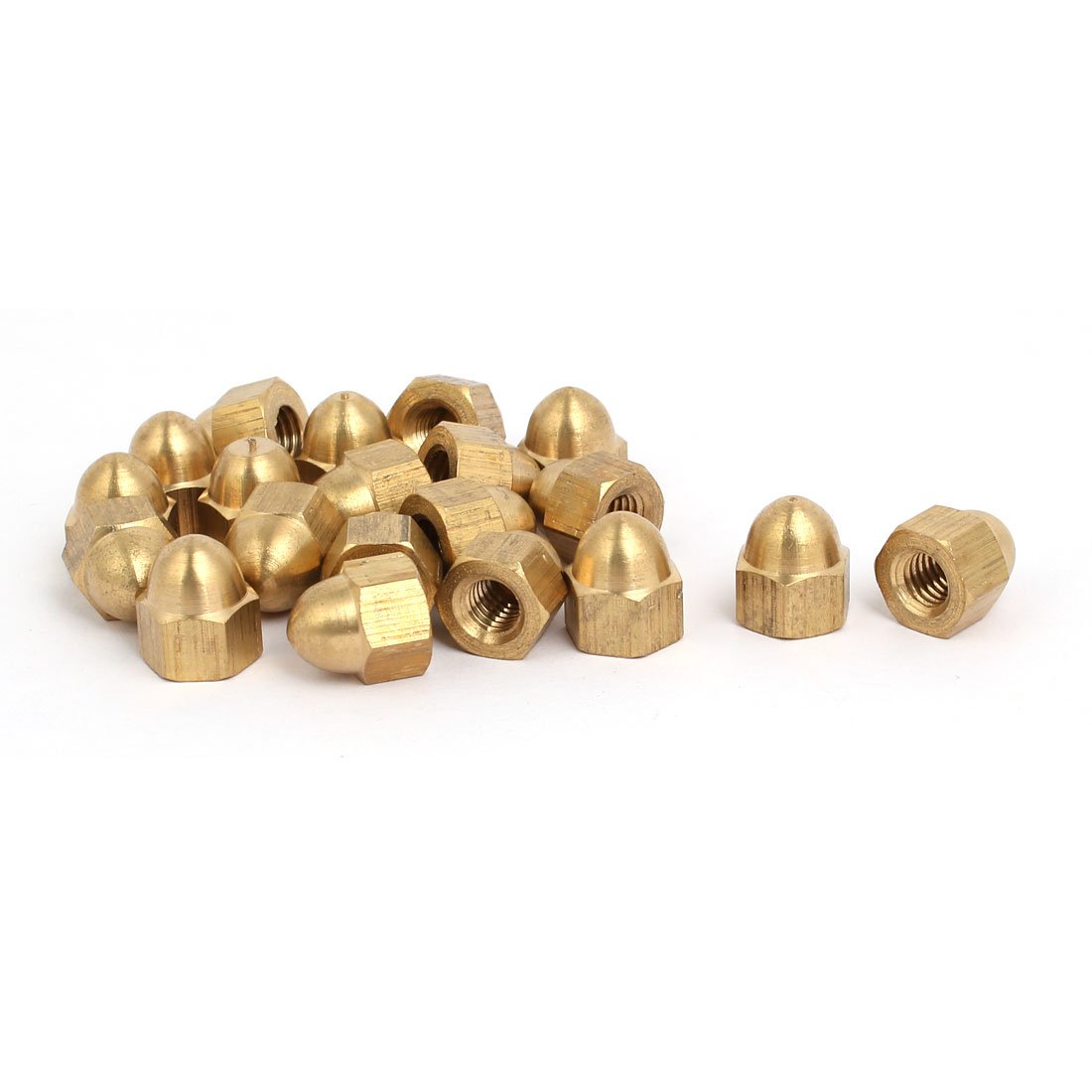 Sourcingmap 20pcs M6 Female Thread Nut DIN1587 Dome Cap Head Hex Brass Tone