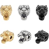 UNICRAFTALE 6Pcs 3 Colors 304 Stainless Steel Beads European Charm Tiger Beads Metal Loose Beads Retro Spaced Beads for Cord Bracelet Jewelry Making 11x8x9mm