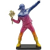 Lukitas Colorful Street Youth Figurine - Flower Thrower Decorative Sculpture Ornament, Throwing Flower Boy Statue for Living 