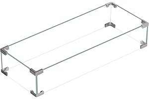 BALI OUTDOORS Gas Fire Pit Table Wind Guard Clear Tempered Glass Flame Shield for Rectangular Outdoor Fire Pit, 30.7 x 11.8 x 5.9 inches