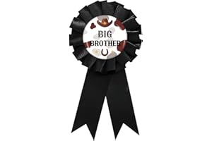 SUPERLUBY Western Cowboy Big Brother Tinplate Badge Pin, Cowboy Brother to Be Pin, Little Cowboy Happy Birthday Button for Boy, Black Rosette Birthday Boy Award Ribbon, Wild West Baby Shower Party Favors