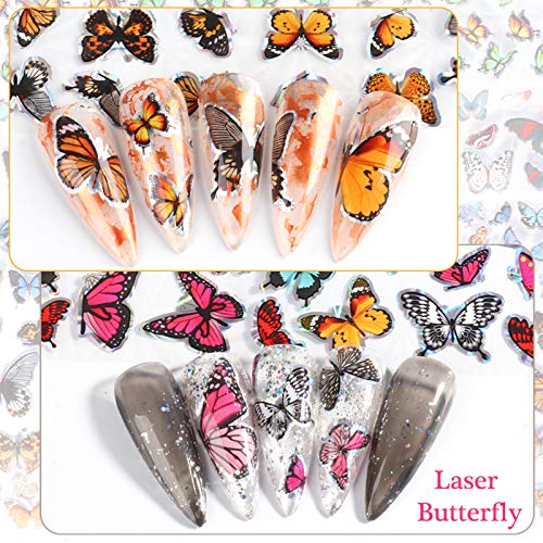 Butterfly Nail Art Stickers Transfer Foils Butterflies Nail Foil Laser Glitter Butterfly Nail