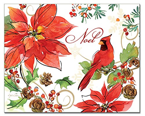 Counter Art Joyous Poinsettia Glass Cutting Board, 15″ x 12″