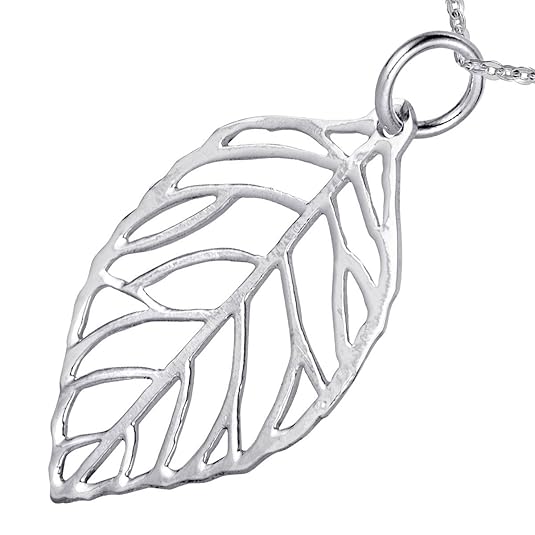 MATERIA Damen Kettenanhänger Blatt 925 Silber Schmuck Anhänger natur mit Kette und Geschenkbox #KA-21