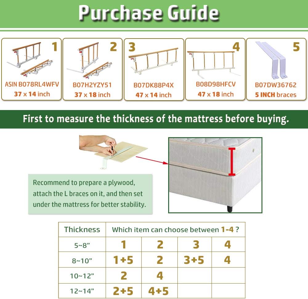 Bed Rails for Elderly Adults Grab Bar Bed Hand Rails Assist Rail Handle Fold Down Medical Hospital Sides Rails Guard Home Care Handicap Safety Assistance Devices (18 inch H): Kitchen & Dining