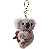Tizee Koala Keychain - Adorable Plush Animal Key Ring, Fluffy Bag Purse Charms, Car Key Accessory, Party Favor Gift for Women