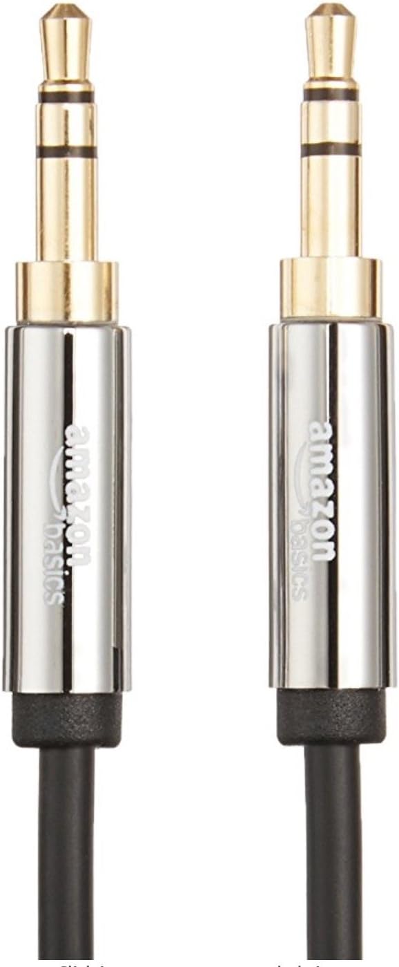 Basics 3.5 mm Male to Male Stereo Audio Aux Cable, 4 Feet, 1.2 Meters