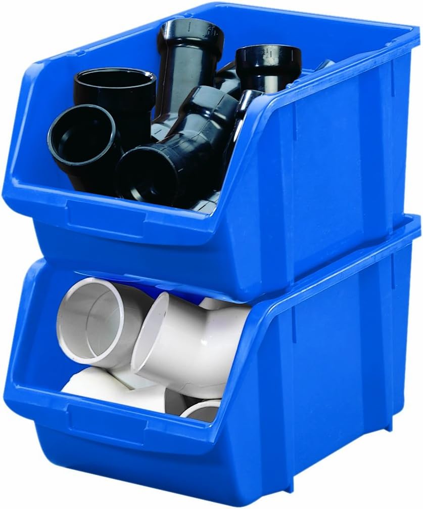plastic organizer bins on Amazon Com Stack On Bin 14 Large Parts Storage Organizer Bin Blue Home Improvement