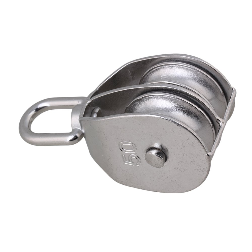 304 Stainless Steel Max Load Packof2 M15 Double Pulley Shell Blocks