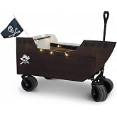 MiniInflat Ship Pirate Ship Wagon Cover with LED Lights Flag | Transforms Wagon to Pirate Ship for Halloween Party, LED Lights for Night Decor, Includes Skull Flag Paddle, Quick Setup