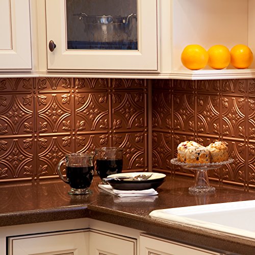 Fasade Easy Installation Traditional 1 Argent Copper Backsplash Panel for Kitchen and Bathrooms (18 sq ft Kit)