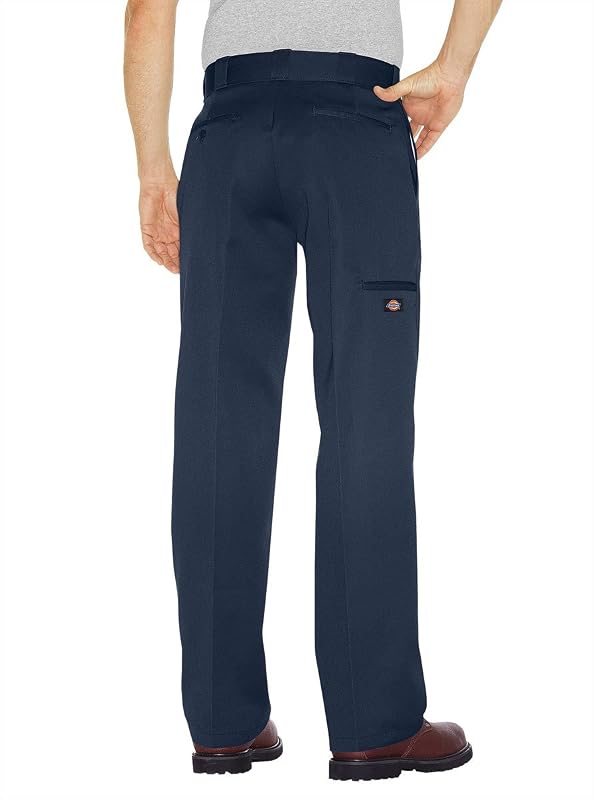 Mens Flex Double Knee Work Loose Straight Fit Pants, Dark Navy, 32W x 30L US