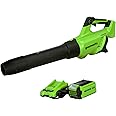 Greenworks 40V (120 MPH / 500 CFM / 75+ Compatible Tools) Cordless Axial Leaf Blower, 2.5Ah Battery and Charger Included