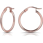 Hoops & Loops 925 Sterling Silver 1.5mm High Polished Round Small Click-Top Hoop Earrings, 15mm-50mm for Women Men Teen Girls | Silver, Yellow Gold & Rose Gold