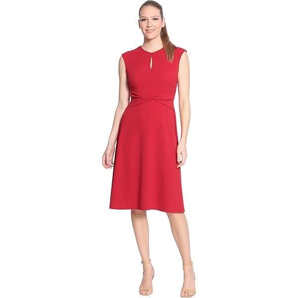 Short Sleeve A-LINE Dress with Bow at Amazon Women's Clothing store