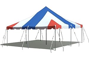 Party Tents Direct 20'x20' Weekender Canopy Pole Tent - Easy Up Canopy Tent with 80 Person Capacity - Outdoor Canopies for Parties, Weddings, & Events (Red, White and Blue)