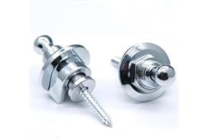 harpfeas 2 PCS Guitar Strap Lock Buttons Guitar Strap Locks Set Security Quick Release Strap lock Retainer System for Electric,Bass,Acoustic Guitar (Chrome)