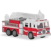 Driven by Battat – 7-Inch Fire Truck Toy with Lights & Sounds, Movable Parts, Construction Vehicle for Boys & Girls, Durable 