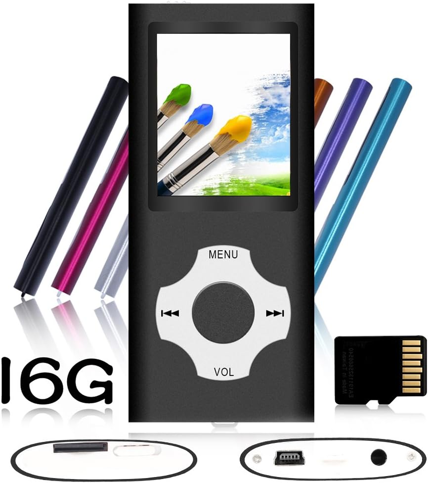 Tomameri - Portable MP3 / MP4 Player with Rhombic Button, Including a 16 GB Micro SD Card and Support Up to 64GB, Compact Music, Video Player, Photo Viewer Supported - Black: Home Audio & Theater
